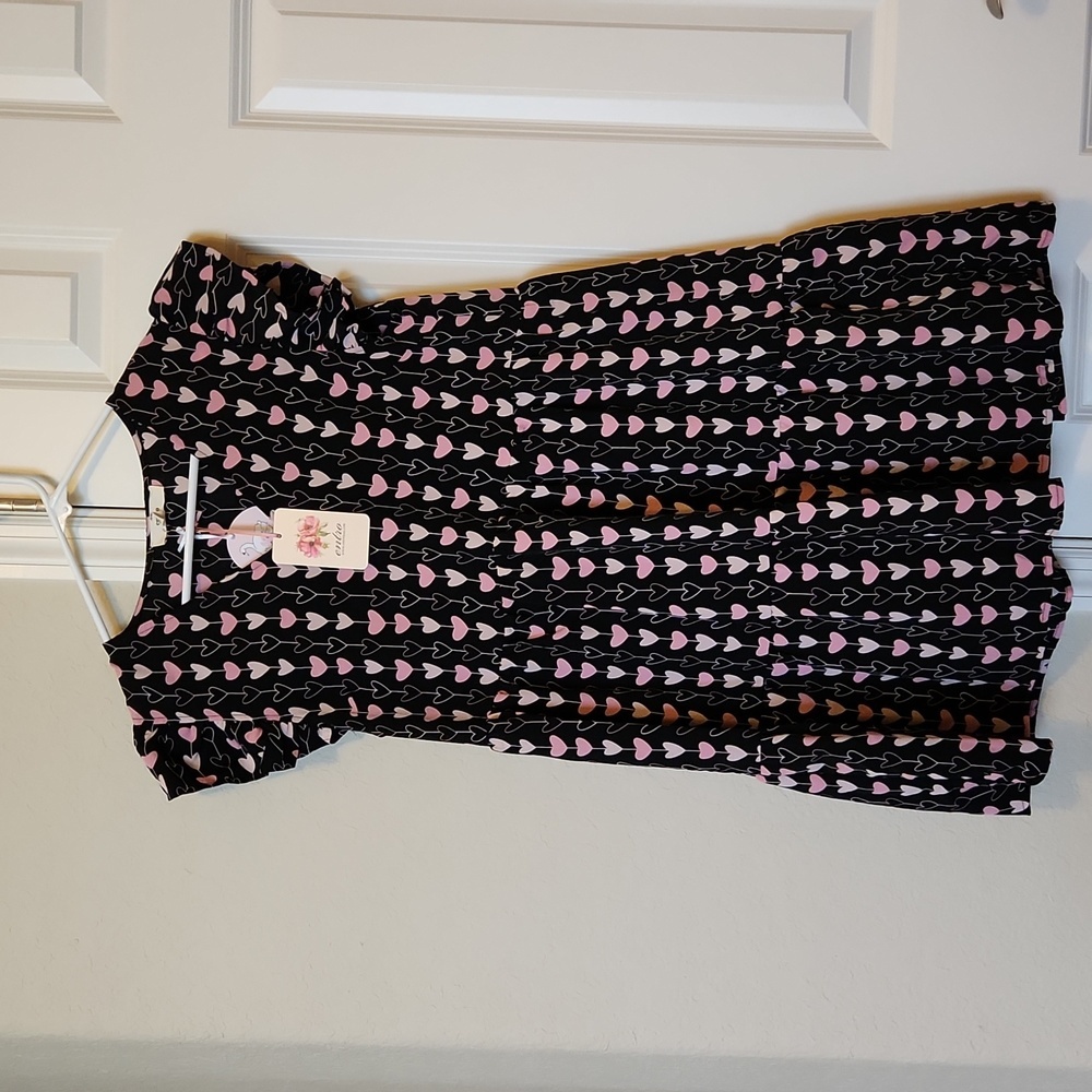 Entro Dress with Hearts Pink/ Black Size Medium